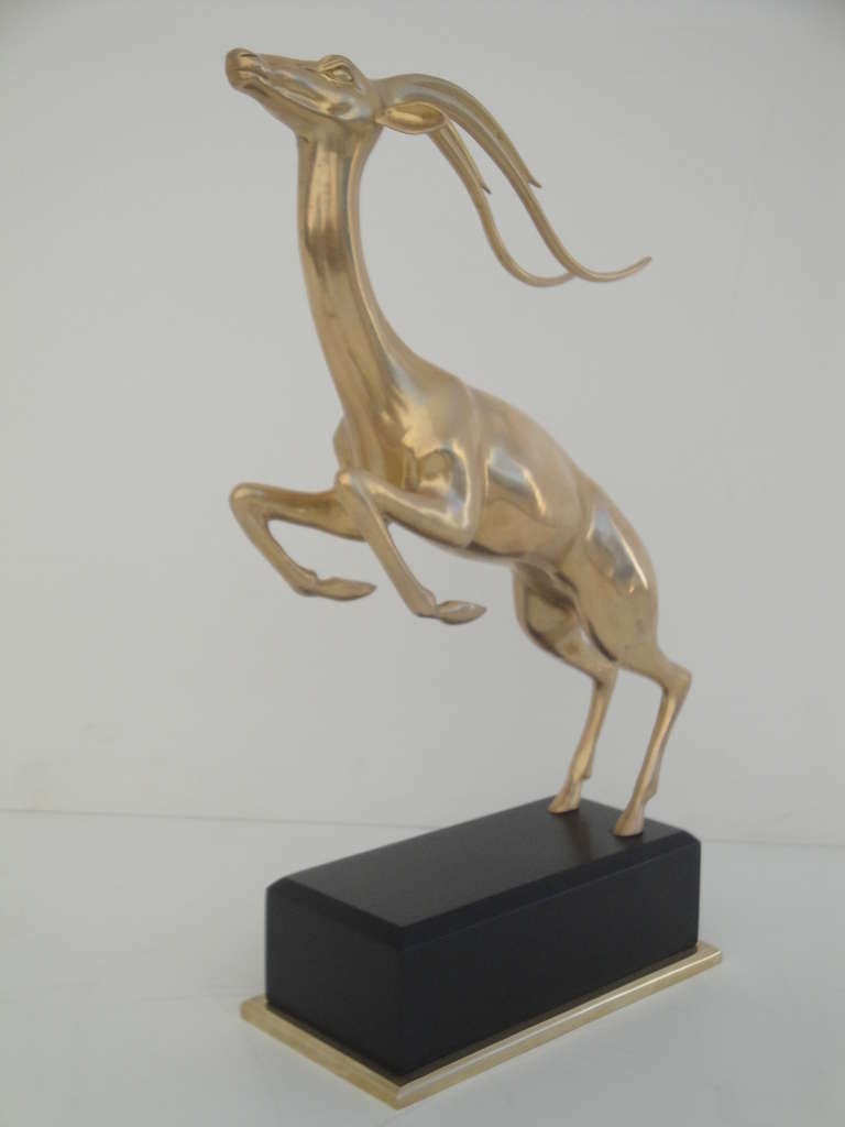 Hollywood Regency Brass Impala Statue In Excellent Condition In North Hollywood, CA