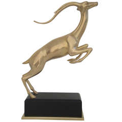 Statue Impala en laiton Hollywood Regency