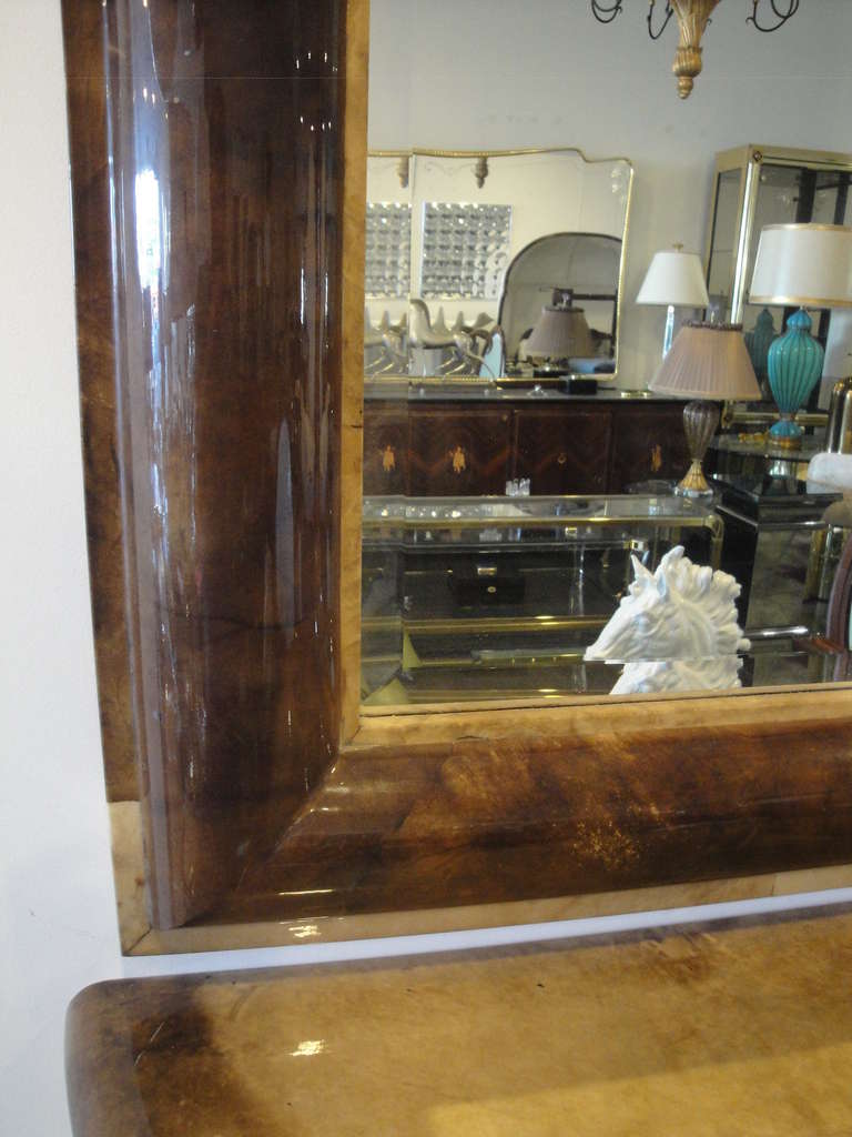Karl Springer Parchment Console Table with Matching Mirror 1
