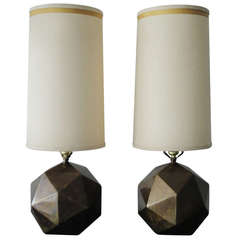 Pair Westwood Industries Antique Bronzed Faceted Lamps 9