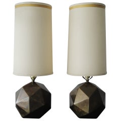 Pair of Westwood Industries Antique Bronzed Faceted Lamps