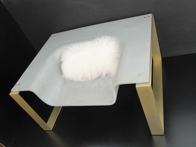 Contemporary Pair of Concrete and Brass Lounge Chairs Made for YSL Boutiques