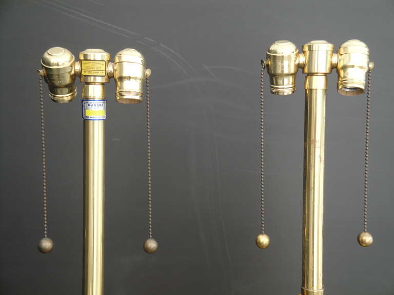 Pair of Golden Amber Murano Lamps by Marbro For Sale 1