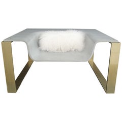 Pair of Concrete and Brass Lounge Chairs Made for YSL Boutiques