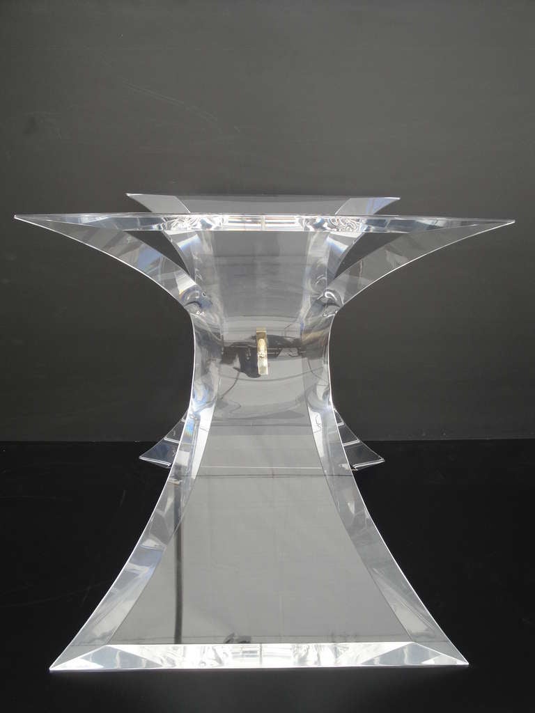 Late 20th Century Lion in Frost Lucite Butterfly Dining Table Base
