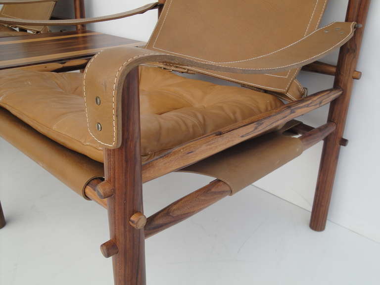 Mid-20th Century Arne Norell Rosewood Safari Lounge Chairs with Table