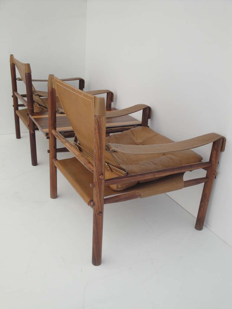 Arne Norell Rosewood Safari Lounge Chairs with Table 1