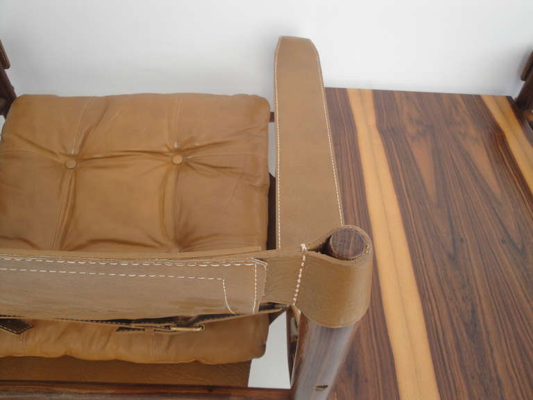 Arne Norell Rosewood Safari Lounge Chairs with Table 2