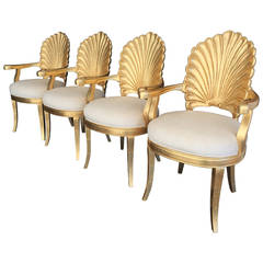  Venetian Grotto Style Shell Back Armchairs