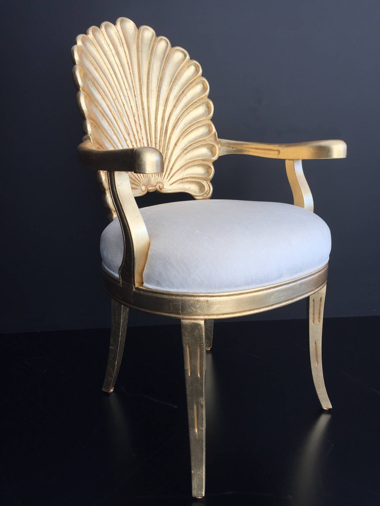  Venetian Grotto Style Shell Back Armchair In Excellent Condition In North Hollywood, CA