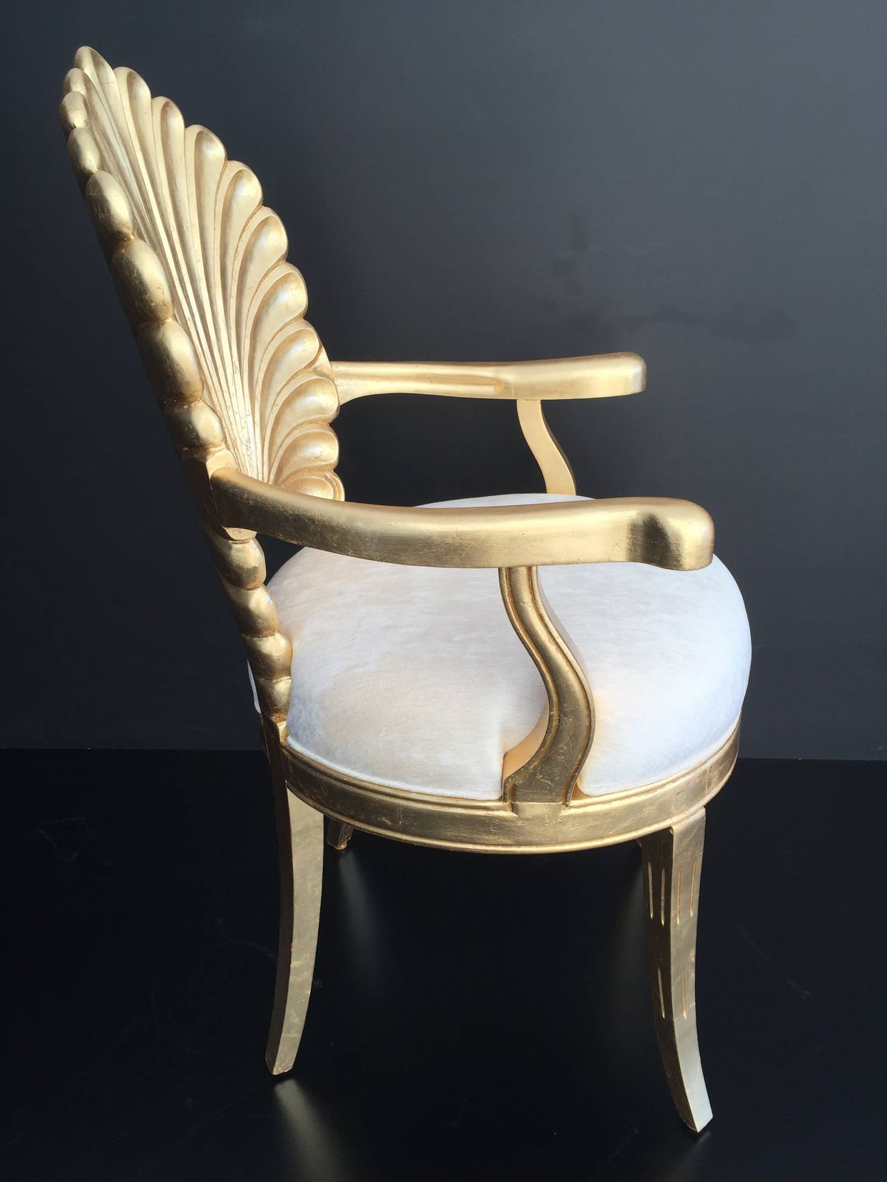 Wood Venetian Grotto Style Shell Back Armchair