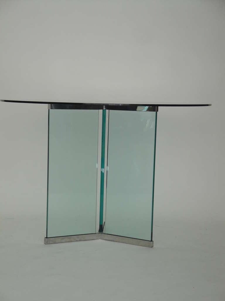 Leon Rosen for Pace Collection Glass and Chrome Dining Table 2