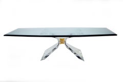 Signed Lion in Frost "Butterfly" Lucite Coffee Table