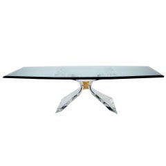 Signed Lion in Frost "Butterfly" Lucite Coffee Table 6