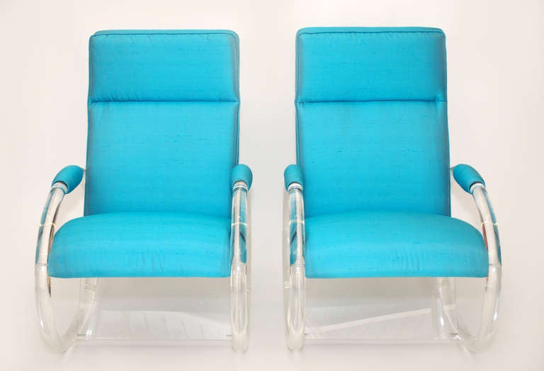 Mid-Century Modern Pair of Charles Hollis Jones Lucite Rocking Chairs