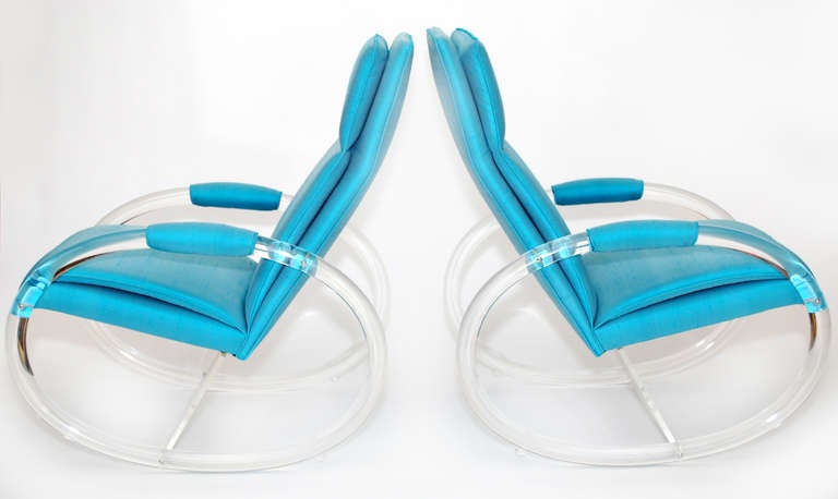 American Pair of Charles Hollis Jones Lucite Rocking Chairs