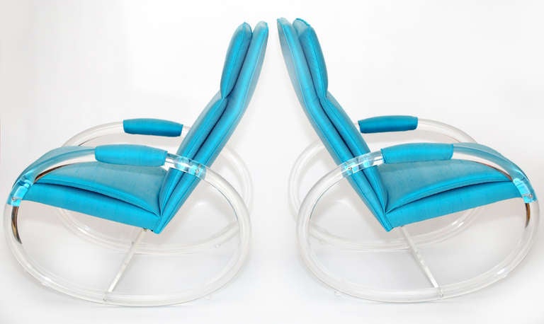 American Pair of Charles Hollis Jones Lucite Rocking Chairs