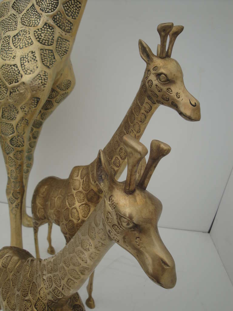 Brass Giraffe Family Sculpture 1
