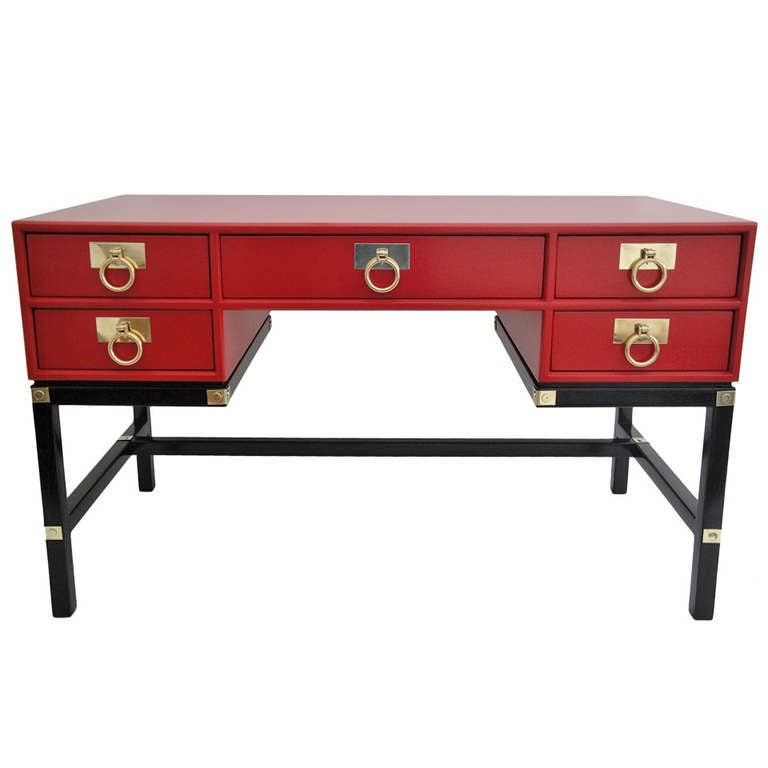 Charming Hollywood Regency Desk At 1stdibs Hollywood Regency Red Campaign Style Desk
