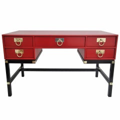 Hollywood Regency Red Campaign Style Desk