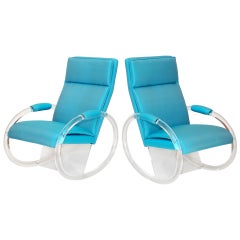 Pair of Charles Hollis Jones Lucite Rocking Chairs