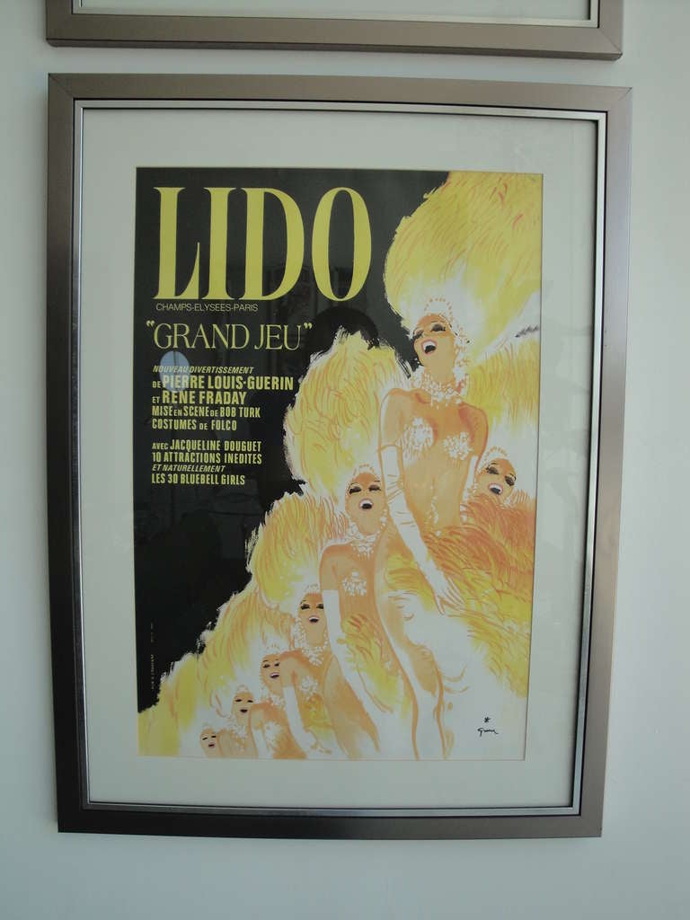 Set of four vintage 60's LIDO posters 
All four are linenbacked and framed
