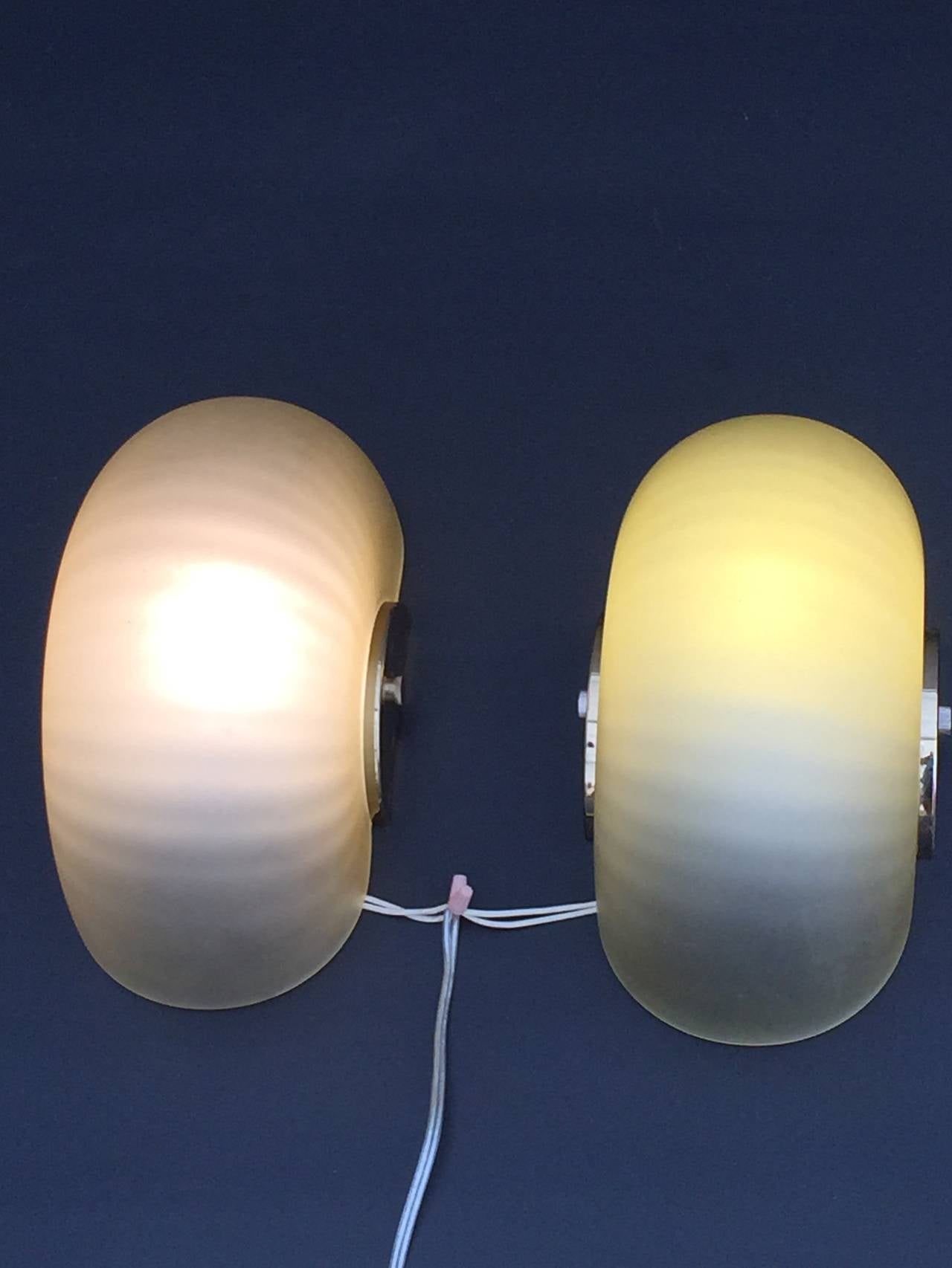 Pair of Art Deco Style Glass Italian Wall Lights 3