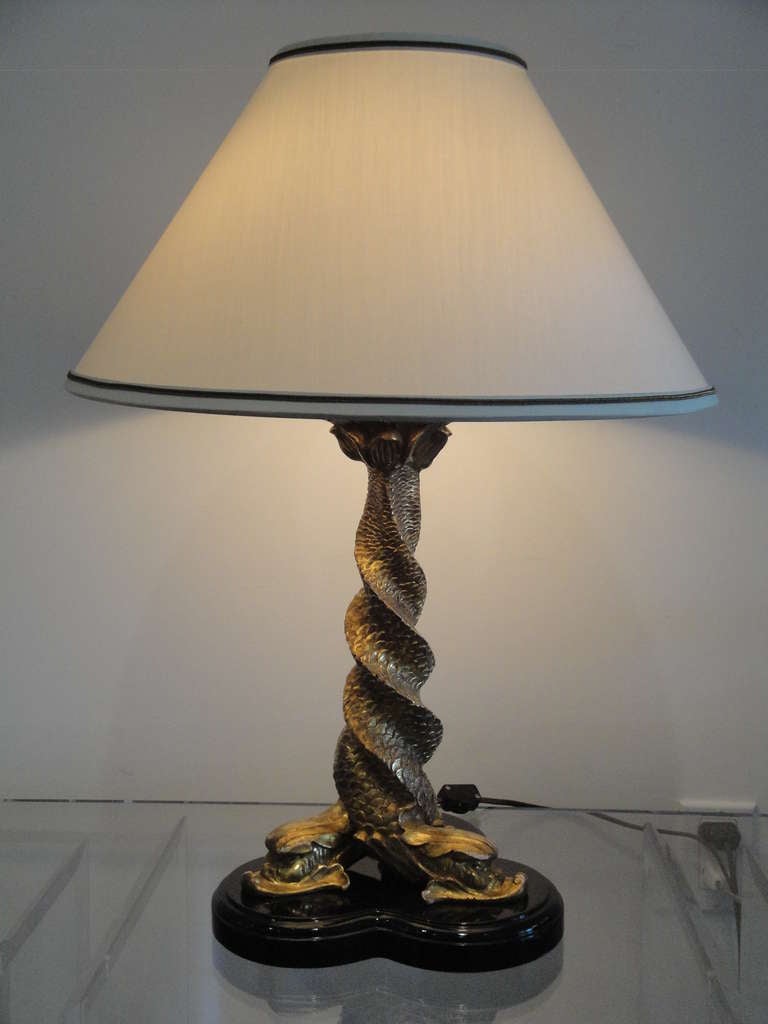 Rococo  Parcel Gilt Dolphin Lamp