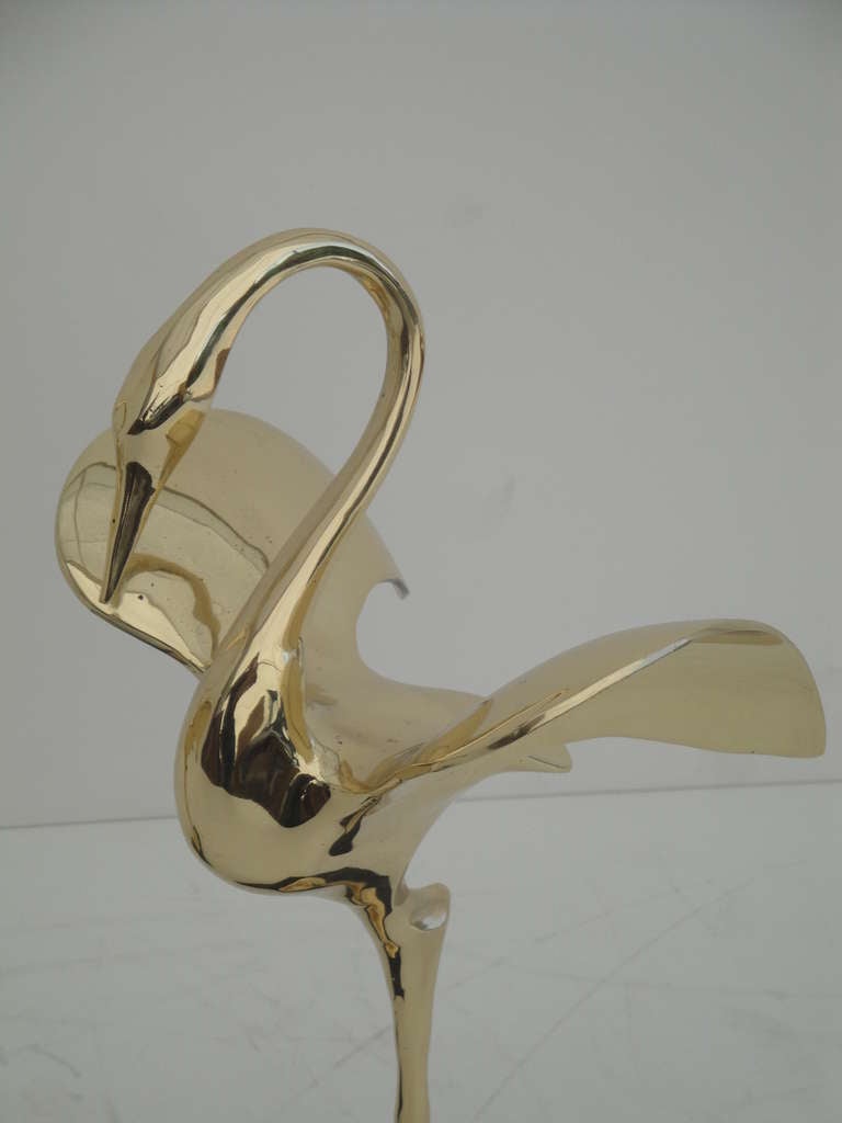 Pair of Decorative Polished Brass Modernist Cranes 1