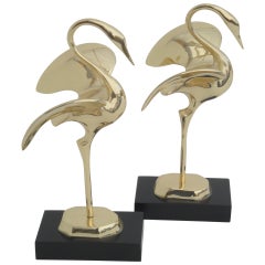 Pair of Decorative Polished Brass Modernist Cranes
