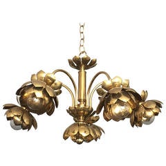 Brass Lotus Chandelier by Feldman