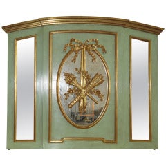 Exquisite Handcarved French Style Parcel Gilt Trumeau Mirror 4