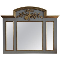 Retro Exquisite Handcarved French Style Parcel Gilt Trumeau Mirror