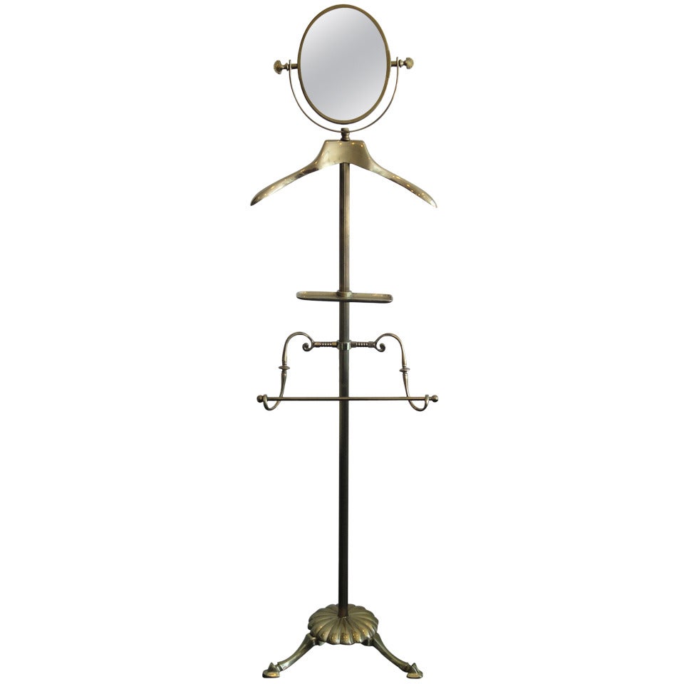 Mastercraft Brass Gentlemen's Valet with Swivel Mirror For Sale