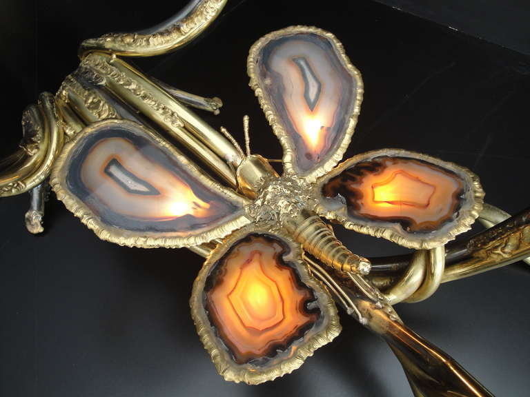 Jacques Duval-Brasseur Illuminated Butterfly, Agate Coffee Table 1