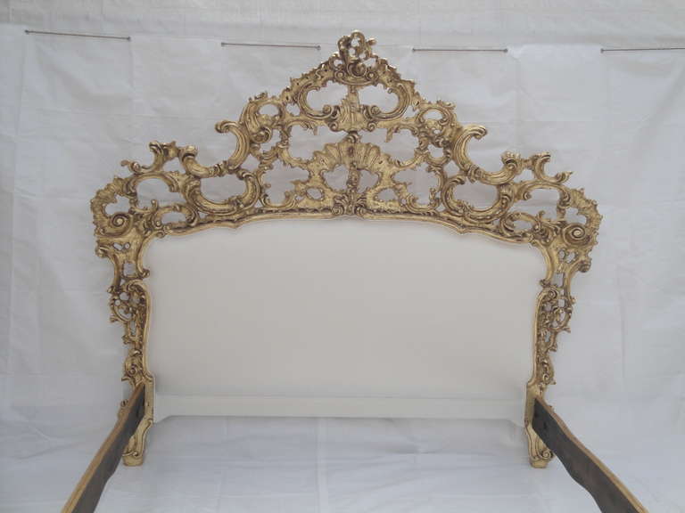 Unknown Rococo Style Gold Leafed Queen Bed