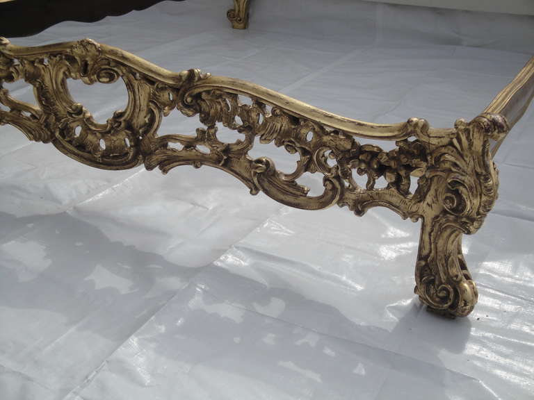 Rococo Style Gold Leafed Queen Bed In Excellent Condition In North Hollywood, CA