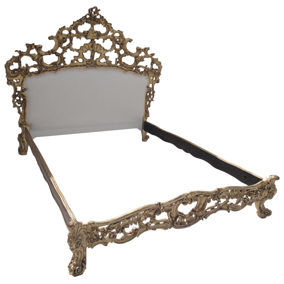 Rococo Style Gold Leafed Queen Bed
