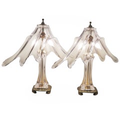 Pair of Art Vannes French Crystal Lamps "Le Chantal"