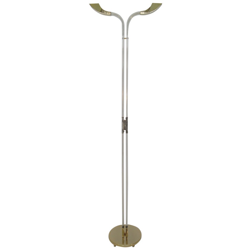 Art Deco style lucite and brass floor lamp