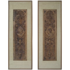 Pair of Antique Italian Handcarved Wall Plaques