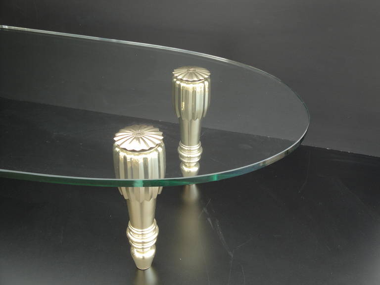 Unknown Brass and Glass Coffee Table in the Style of P.E. Guerrin
