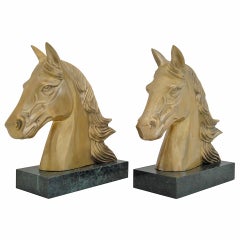 Vintage Pair of Brass Horse Bookends