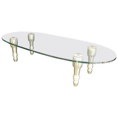 Brass and Glass Coffee Table in the Style of P.E. Guerrin