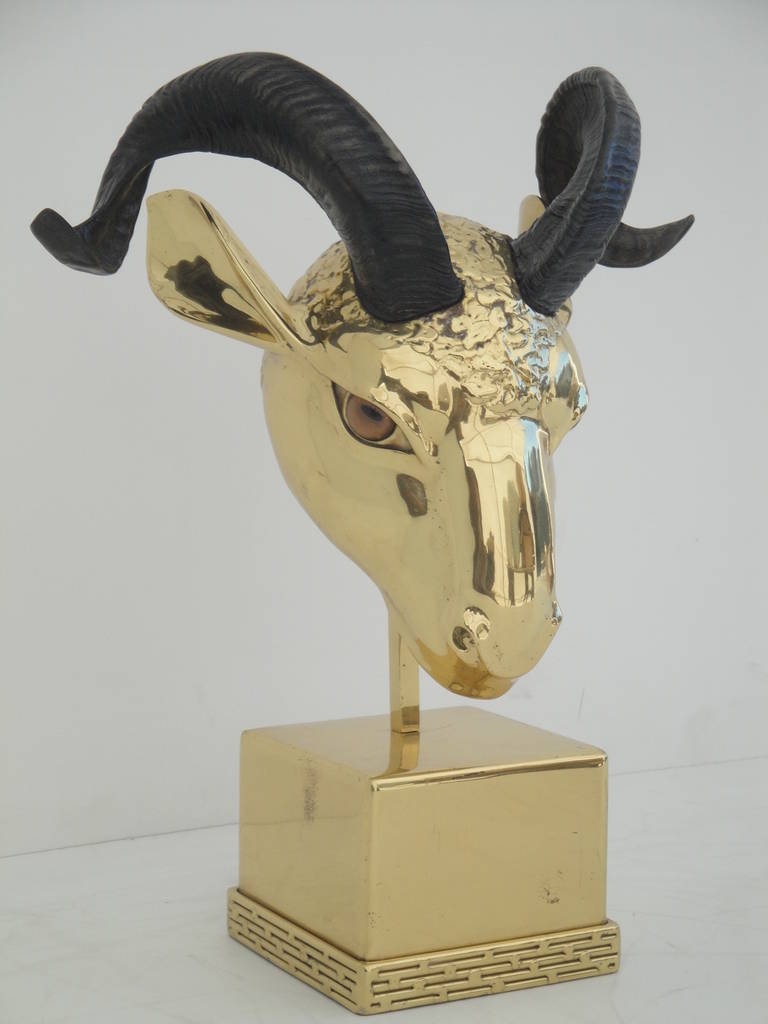 Brass Ram's Head Sculpture by Jacques DuvalBrasseur For Sale at 1stdibs