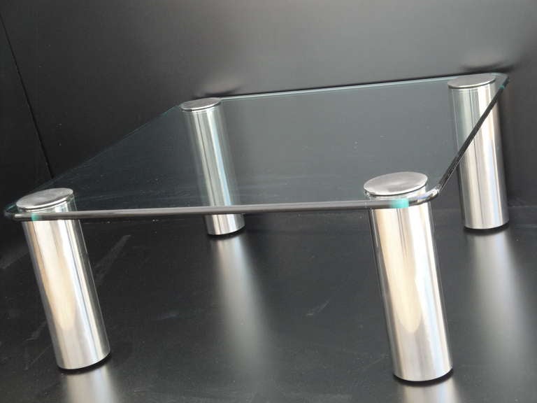 Mid-Century Modern Pace Modernist Chrome and Glass Coffee Table