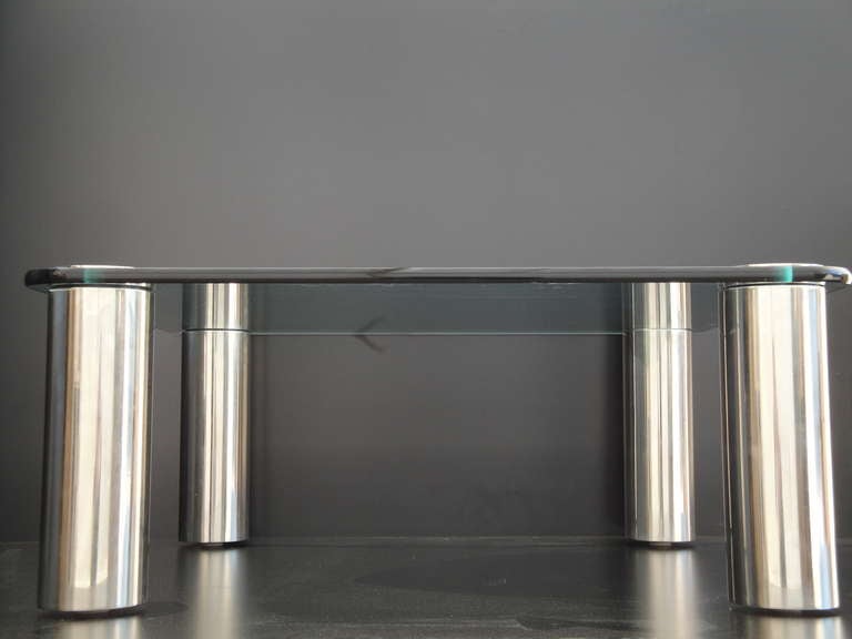 Late 20th Century Pace Modernist Chrome and Glass Coffee Table