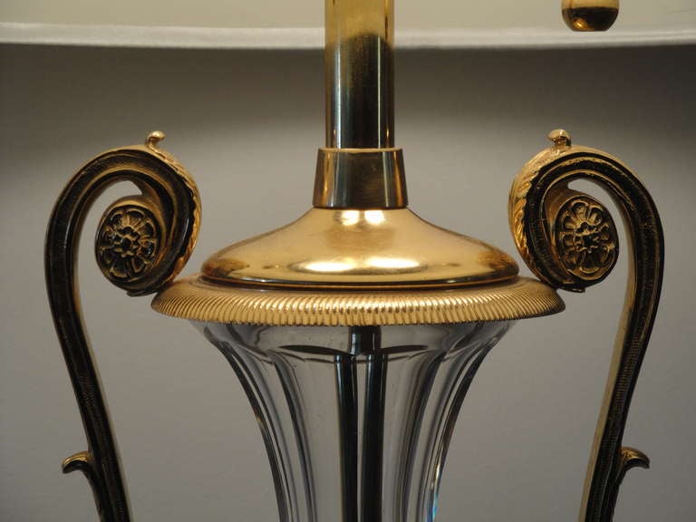 Pair of Bronze and Cut Crystal Neoclassical Lamps 2