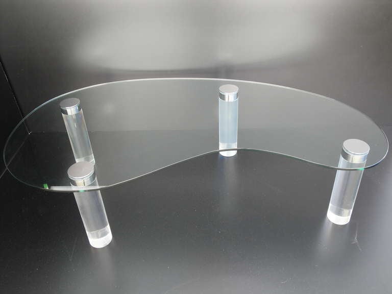 glass kidney shaped coffee table