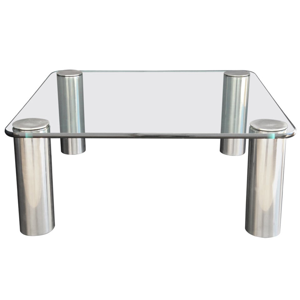 Pace Modernist Chrome and Glass Coffee Table